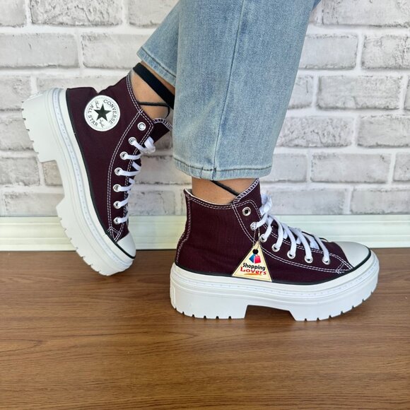 ❤️Converse Chuck Taylor Lugged Heel Platform Hi 7.5 Women Shoes Burgundy A09401C - Picture 2 of 12